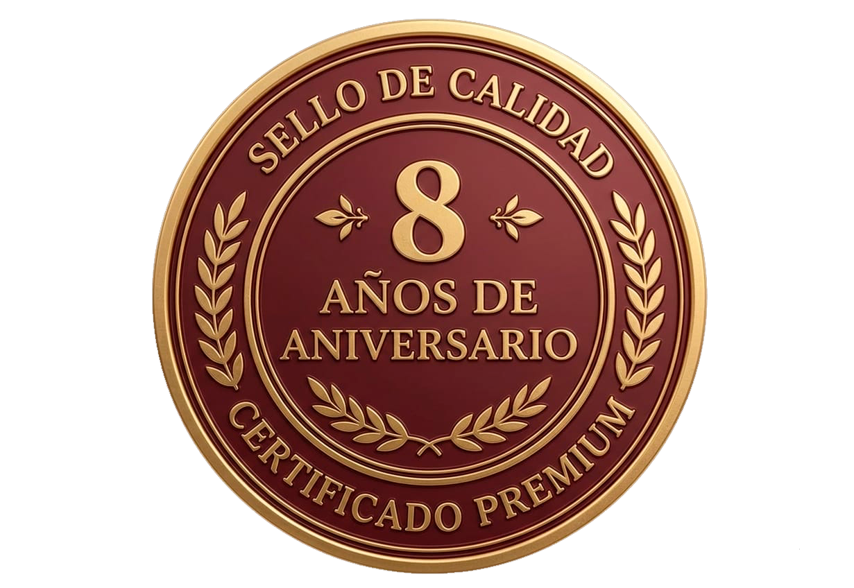 Sello de Calidad — 8 Años de Aniversario — Certificado Premium